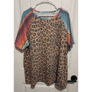 Crazy Train shirt leopard serape stripes top XXL